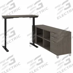 BESTAR Office Furniture Kit with Adjustable-Height Desk: Bark Grey, 71 1/8 in Overall Wd (MPN 120857-47). Key specifications — Color: Bark Grey; Material: Particle Board; Product Material: Laminate Particle Board.