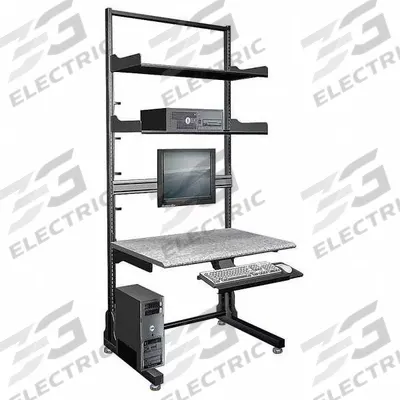 HERGO Computer Workstation: 2 Shelves, 1 Display Mounts, 87 in Overall Ht, 36 in Overall Wd - Open-Frame Computer Workstations