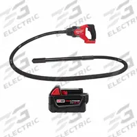 MILWAUKEE Concrete Vibrator and Battery: Handheld, 18V DC, 8 ft Lg, 1 in Dia, 4 in Radius, 5.0 Ah (MPN 2911-20, 48-11-1850). Key specifications — attr117572: 5.0 Ah; attr117575: Yes; attr117579: (1) Battery; attr117598: 18V DC.