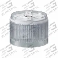 PATLITE Tower Light Module: Flashing/Rotating/Steady, 24V DC, White, 100 mm Overall Dia, LR10 (MPN LR10-E-C). Key specifications — Brand: PATLITE; Compatible with Series: LR10; Lens Color: White; Operating Voltage: 24V DC; Manufacturer Part Number: LR10-E-C.