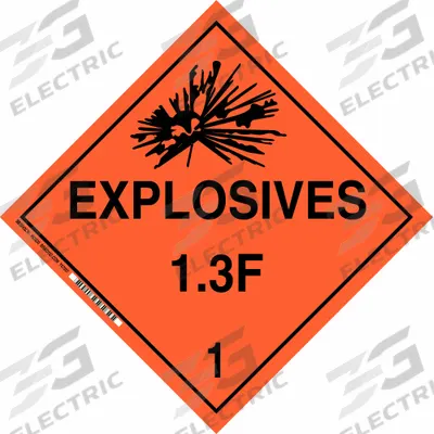BRADY Container Placard: Explosives 1.3 F 1, 10 3/4 in x 10 3/4 in, 10 3/4 in Label Ht - Class 1: Explosives