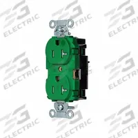 HUBBELL Receptacle: Hospital Grade, Duplex, 5-20R, Green, 125V AC, 20 A, 2 Pole / 3 Wire (MPN 8300STGNTR)