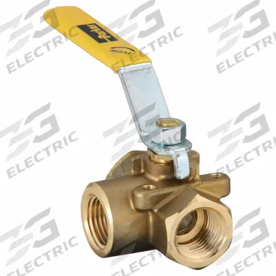 APPROVED VENDOR Manual Three-Way Ball Valve: 1/2 in, Brass, L Flow, FNPT x FNPT x FNPT - L-Port Brass Ball Valves