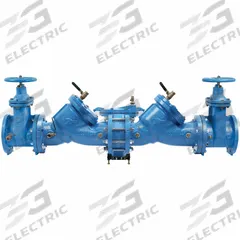 WATTS Reduced Pressure Zone Assembly: LF909 Large, with Flood Detection Sensor, Cast Iron, Flange (MPN LF909-DNRS-FS). Key specifications — Shut-Off Valve Type: NRS Gate Valve; Connection Type: Flange.