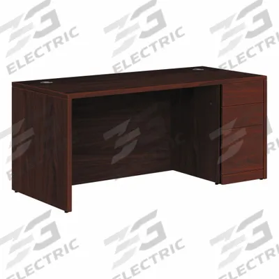 HON Single Pedestal Desk: Mahogany, 66 in Overall Wd, 30 in Overall Dp - Hon 10500 Series