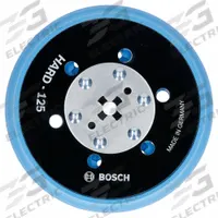 BOSCH Hard Multi-Hole Sanding Pad: 5 in Wd, Round, Hook and Loop, Hard, For GET65-5, Rubber (MPN RSM5046). Key specifications — attr667743: Disc Backup Pad; attr667724: Round; attr667738: Multi-Hole; attr667733: Rubber; attr667729: GET65-5; attr667721: RSM5046; attr667725: BOSCH.