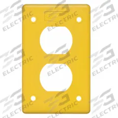 HUBBELL WIRING DEVICE-KELLEMS Duplex Cover Plate: Portable Outlet Box Cover, Portable Outlet Boxes (MPN HBLP8FSY). Key specifications — Color: Yellow; Brand: HUBBELL WIRING DEVICE-KELLEMS.