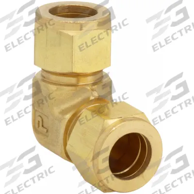 PARKER Compression Fitting Elbow: 1/4 in OD x 1/4 in OD Size, Compression x Compression - Double-Ferrule Brass Compression Fittings