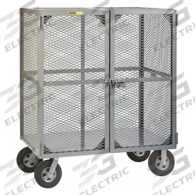 LITTLE GIANT Security Cart: 1,500 lb, 48 in L x 30 in W Self, 0 Shelves, White, No Handle - Welded Mesh Security Carts