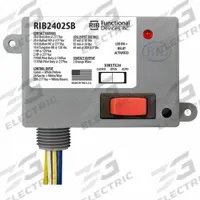 RIB Enclosed Pre-Wired Relay: 20 A Rating, SPST-NO, 0.50 in NPT (MPN RIB2402SB). Key specifications — Nipple Size: 0.50 in NPT; Brand: RIB.