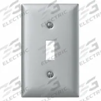 HUBBELL Wall Plate: Toggle, 1 Gang, Silver, Std Size (MPN SA1). Key specifications — Brand: HUBBELL; Material: Aluminum.