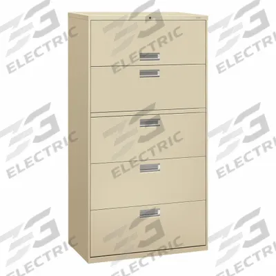 HON Lateral File Cabinet with Drawer: Putty, 5 Drawers, 64 1/4 in Overall Ht - Lateral File Cabinets
