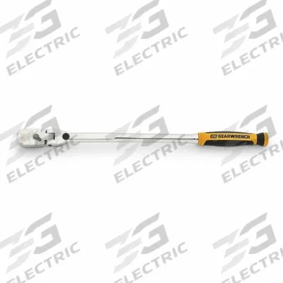 GEARWRENCH Hand Ratchet: Pear, Reversible, 15 1/2 in Overall Lg, Full Polish Chrome - Flex-Head Ratchets