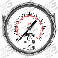 WINTERS Panel-Mount Pressure Gauge: U-Clamp, 0 psi to 400 psi, 2 in Dial, 1/8 in NPT Male, P9U 90, 5 (MPN P9U901445UC). Key specifications — Accuracy: ±2-1-2%; Brand: WINTERS; Vibration Resistance Properties: Dry Case Vibration-Dampened; Gauge Wetted Parts: Brass / Bronze.