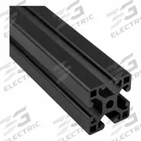 T-Slot Framing Extrusion: 15 Series, 12 ft Lg, 1 1/2 in x 1 1/2 in, Black, Single, Grooved, 4 Slots (MPN 15QE1515L-BLK-144). Key specifications — System of Measurement: Inch; Finish: Anodized; Product Type: T-Slot Profile; Material: Aluminum; Yield Strength: 25,000 psi; Manufacturer Part Number: 15QE1515L-BLK-144; Brand: FAZTEK.
