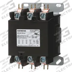 SIEMENS Definite Purpose Magnetic Contactor: 3 Poles, 277V AC, 90 A, Non-Reversing (MPN 42GE35AL). Key specifications — Brand: SIEMENS; Coil Voltage: 240/277V AC; Contactor Style: HVACR Definite Purpose Contactor; Mounting Style: Surface; Terminal Connection Type: Screw Terminals; Maximum Voltage Rating: 600V AC; Series: 42 Series; Phase: Three.