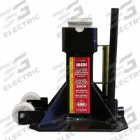 AME Jack Stand: Pin Locking Hand Lifted, 22 ton Load Capacity, 20 in Max Extended Ht, Square, 1 PR (MPN 14401). Key specifications — Base Shape: Square; Base Material: Steel; Saddle Shape: Flat V; Brand: AME.