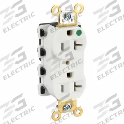 HUBBELL Receptacle: Hospital Grade Fed. Spec., Duplex, 5-20R, White, 125V AC, 20 A - General Purpose Receptacles