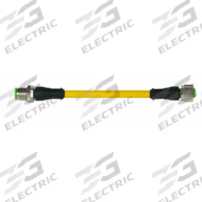 MURRELEKTRONIK Cordset: M12 Male Straight X M12 Female Straight, 4 Pins, Yellow, TPE - Double-Ended Cordsets with TPE Jacket for Heaviest-Duty Applications
