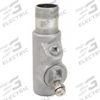 Sealing Fitting with Drain - Vertical: Iron, 1 1/2 in Trade Size, Male, 5 1/2 in Overall Lg (MPN EYD-56). Key specifications — Brand: APPLETON ELECTRIC; Connection Type: Threaded; Thread Gender: Male; Ends - Hazardous Fittings: 1-1/2 in FNPT x 1-1/2 in MNPT; Material: Iron; Hazardous Location Rating: Class I, Division 1 and 2, Groups C, D; Thread Type: NPT; Standards: UL 886.
