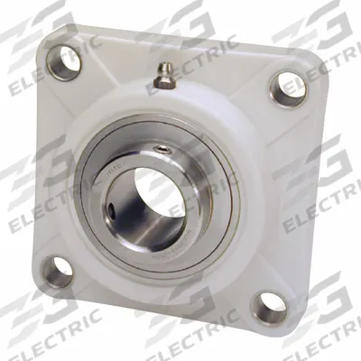 IPTCI BEARINGS 4 Bolt Flange Bearing: Radial Ball, 1 in Bore, PBT Plastic - Washdown Flange-Mount Ball Bearings