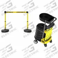 BANNER STAKES Retractable Belt Head: Yellow, 42 in Overall Ht, 15 ft Belt Lg, 2 1/2 in Belt Wd (MPN PL4075). Key specifications — attr193628: BANNER STAKES; attr983760: No Pattern; attr983762: Caution Do Not Enter; attr981605: (5) 15 ft Retractable Belts.