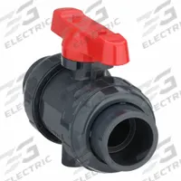 ASAHI Manual Two-Way Ball Valve: 1 1/4 in, PVC, Straight, 230 psi Max. Pressure (CWP), One-Piece (MPN 111605012). Key specifications — attr1008170: ASAHI; attr1017899: Tee.