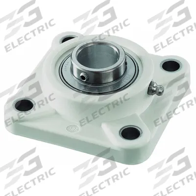 NTN 4 Bolt Flange Bearing: Radial Ball, 40 mm Bore, Polymer, Set Screws - Food-Grade Flange-Mount Ball Bearings