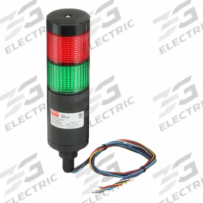 Dayton Tower Light Assembly: 2 Tier, Green/Red, No Sounder Tier, 7 3/4 in Overall Ht - Two-Tier Tower Light Assemblies