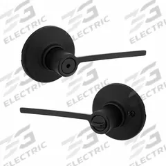 KWIKSET Door Lever Lockset: Privacy Lever Locksets, Black, ADA Compliant (MPN 300LRL-RDT-514-6AL-RCS). Key specifications — Ligature Resistance: Not Ligature-Resistant; Brand: KWIKSET; Lockset Function ANSI Code: F76; Visual Indicator Message: No Message; Lockset Style: Rose; ADA Compliant: Yes; Finish: Black Painted.