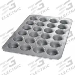 CHICAGO METALLIC Jumbo Muffin Pan: Aluminized Steel, 24 Slots, 17 7/8 in Overall Wd, 26 ga Gauge (MPN 45445). Key specifications — Pan Style: Muffin Pan; Brand: CHICAGO METALLIC; Color: Silver; Material: Aluminized Steel; NSF Certified: No; Number of Slots: 24.