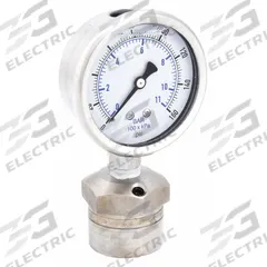 KODIAK Pressure Gauge with Diaphragm Seal: 0 psi to 160 psi, KC301/DSM35, 2 1/2 in Dial, Mineral Oil (MPN KC301L25160/DSM3512). Key specifications — Brand: KODIAK; Gauge Case Liquid: Glycerin; Seal Fill Liquid: Mineral Oil; Gauge Case Material: 304 Stainless Steel; Seal Lower Housing Material: 316 Stainless Steel; Accuracy: ±1.60%; Gauge Wetted Parts: Stainless Steel.