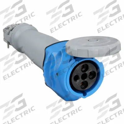 HUBBELL Pin and Sleeve Connector: Blue, 250V AC, Three Phase, 100 A, 3 Pole, 4 Wire - Washdown-Rated Connectors