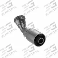 PARKER Hydraulic Crimp Fitting: Steel x Steel, 45° Elbow, -12 For Hose Dash Size, JIC x Crimp (MPN 13777-12-12). Key specifications — Fitting Gender: Female x Genderless; Fitting Connection Type: JIC x Crimp; Thread Size: 1-1/16"-12; For Hose Dash Size: -12; Brand: PARKER.