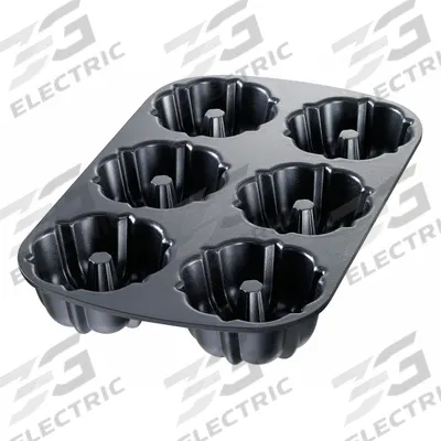 CHICAGO METALLIC Cake Pan: Aluminum, Non-Stick, 6 Slots, Solid, 8 15/16 in Overall Wd - Cupcake & Muffin Pans