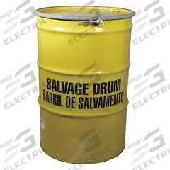 APPROVED VENDOR Salvage Drum: Steel, 85 gal, Bolt Ring, 18 ga / 18 ga / 18 ga, Epoxy Phenolic, Steel (MPN 2616P). Key specifications — Drum Material: Steel; Drum Head Type: Open Head; Bung Hole Size: 3/4 in; UN Rating Solids: 1A2/X440/S; Drum Message Text: Salvage Drum Barrel; Closing Ring Material: Steel; For Holding: Liquids; Brand: APPROVED VENDOR.