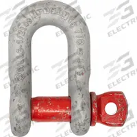 CROSBY D-Shackle: Chain Shackle, 27,000 lb Working Load Limit, 2 1/4 in Wd Between Eyes, Silver, Red (MPN 1019374). Key specifications — Body Color: Silver; Brand: CROSBY.