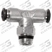 AIGNEP USA Push-Fit Tee Fitting: 4 mm OD x 4 mm OD x 1/8 in Pipe Size, Nickel, Silver, 5 PK (MPN 50210N-4-1/8-PK5). Key specifications — Brand: AIGNEP USA.