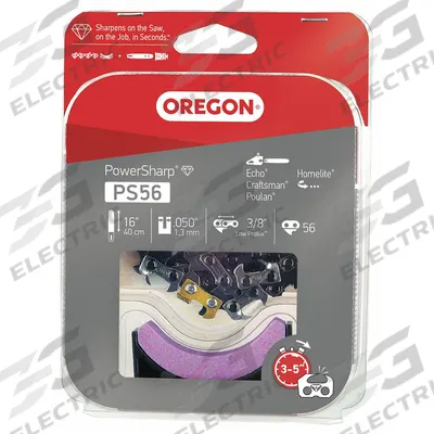 OREGON Chain With Sharpening Stone: 16 in Compatible Bar Lg, 3/8 in, 0.5 in Gauge - Chain, Bar & Sharpener Sets