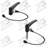 ELESA Adjustable Handle: Threaded Hole, 200 mm Nominal Tether Lg, Dark Gray, Plastic, 44 mm Lg (MPN 236020-C1). Key specifications — Brand: ELESA; Tether Color: Black; Tether Material: POM-Based Technopolymer.