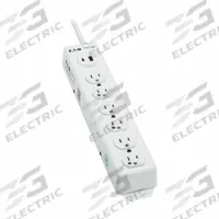 EATON TRIPP LITE Outlet Strip: 6 Outlets, 6 ft Cord Lg, 15 A Current, UL 1363, White, 5-15P, 5-15R (MPN PS-606-HGUSB). Key specifications — Brand: EATON TRIPP LITE; Mounting Style: Keyhole.
