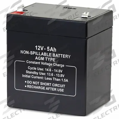 APPROVED VENDOR Sealed Lead Acid Battery: 12V DC, 5 Ah Capacity, 3.98 in Ht, 3.54 in Wd - AGM Sealed Lead Acid Batteries