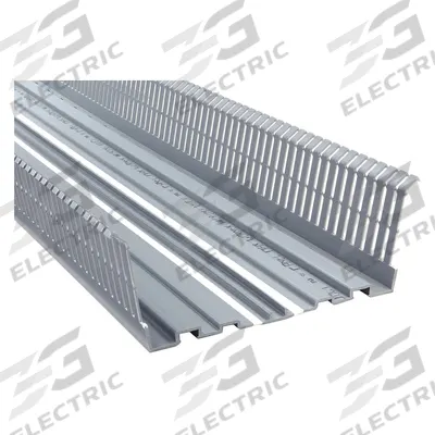 PANDUIT Corner Wiring Duct: 2.6 in Slot Ht, 0.2 in Slot Wd, Lead-Free PVC, 72 in Lg - Corner One-Piece Slotted Wiring Ducts