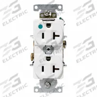 LEVITON Duplex Receptacle Outlet: Hospital Grade, Duplex, 5-20R, White, 125V AC, 20 A (MPN C8300-W)
