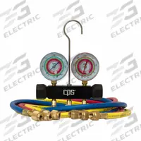 BLACKMAX Refrigerant Manifold Set: 2 Valves, 3 Hoses, Series Blackmax, 2 1/2 in Gauge (MPN MBAP5A). Key specifications — Product Type: Manifold Gauge Set; For Refrigerant Type: R-410A; Brand: BLACKMAX; Gauge Boots: Yes; Sight Glass: No.