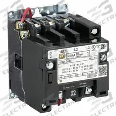 SQUARE D NEMA Magnetic Contactor: Non-Reversing, 3 Poles, NEMA Size 1, 27 A, 120V AC (MPN 8502SCO2V02S). Key specifications — Brand: SQUARE D.