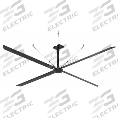 HUNTER INDUSTRIAL Ceiling Fan: 111,095 cfm Airflow, 16 ft Blade Dia, Variable Speeds, 480V AC - Industrial HVLS Ceiling Fans