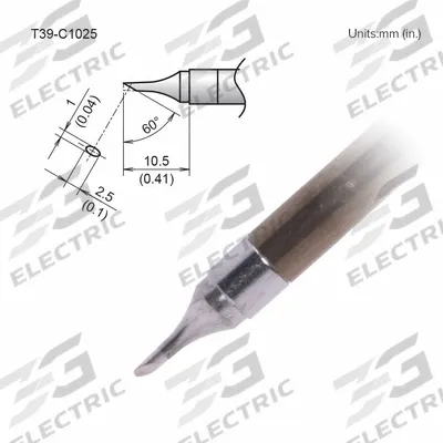 HAKKO Soldering Tip: T39 Series, Bevel, 2.5 mm W - T39 Series Soldering Tips