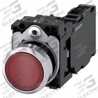SIEMENS Illuminated Push Button: Illuminated, Flush Profile, Non-Metallic, 22 mm, 1NO/1NC (MPN 3SU1152-0AB20-1FA0). Key specifications — Brand: SIEMENS; Action: Momentary; Series: 3SU; Push Button Material Type: Non-Metallic.