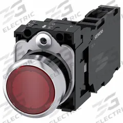 SIEMENS Illuminated Push Button: Illuminated, Flush Profile, Non-Metallic, 22 mm, 1NO/1NC (MPN 3SU1152-0AB20-1FA0). Key specifications — Brand: SIEMENS; Action: Momentary; Series: 3SU; Push Button Material Type: Non-Metallic.